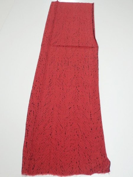 Photo5: 2V03z70  Japanese Kimono Silk  FABRIC Mokume shibori Dull red 48.8x14.0 (5)