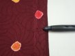Photo6: 2V01z60  Japanese Kimono Silk  FABRIC Chrysanthemum Red-Brown 40.2x14.2 (6)
