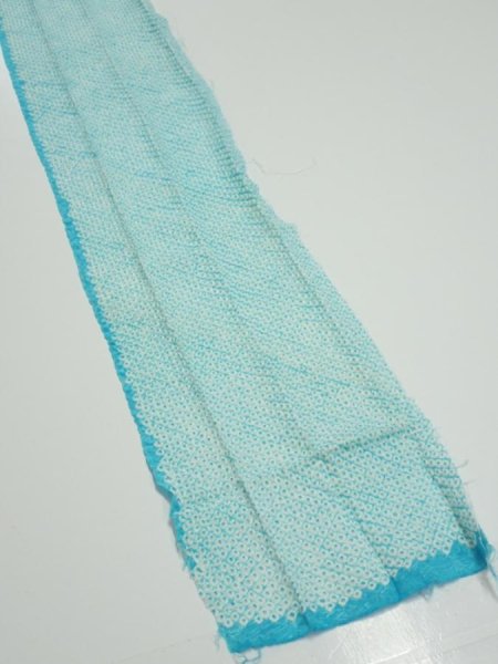 Photo2: 2V01z50  Japanese Kimono Silk  FABRIC Shibori dyeing Light blue 79.5x6.9 (2)