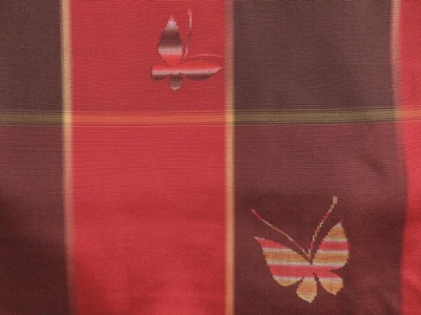 Photo4: 3922T07z470  Japanese Kimono Silk HAORI Butterfly Dull red (4)