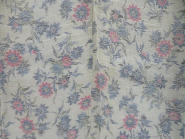 Photo5: 3927T06z460 Vintage Japanese Kimono Silk KINU-OJIYA Flower Light gray (5)