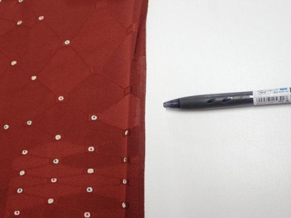 Photo6: 2P01z60  Japanese Kimono Silk  FABRIC  Brown 40.2x14.4 (6)