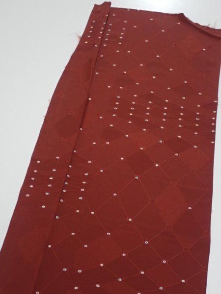 Photo3: 2P03z70  Japanese Kimono Silk  FABRIC  Brown 44.1x14.2 (3)