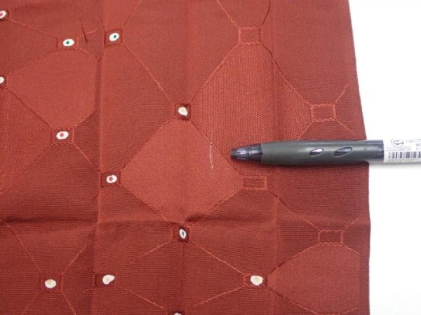 Photo6: 2P07z110  Japanese Kimono Silk  FABRIC  Brown 78.7x14.2 (6)