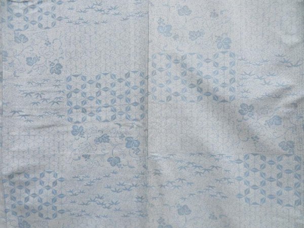 Photo5: 4001T01z850 Vintage Japanese Kimono Silk TSUMUGI Leaves Off-white (5)