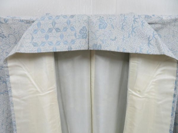 Photo7: 4001T01z850 Vintage Japanese Kimono Silk TSUMUGI Leaves Off-white (7)