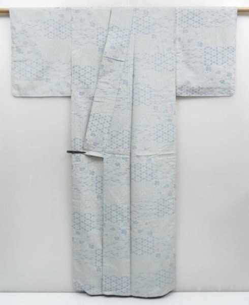 Photo8: 4001T01z850 Vintage Japanese Kimono Silk TSUMUGI Leaves Off-white (8)