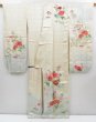 Photo6: 4003T08z910 Vintage Japanese Kimono Silk FURISODE Chrysanthemum Off-white (6)