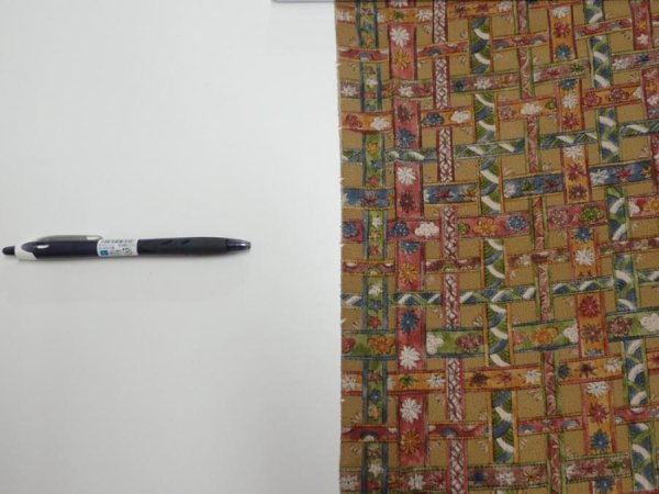 Photo5: 2W03z90  Japanese Kimono Crepe Silk  FABRIC   Olive-Brown 64.6x14.0 (5)