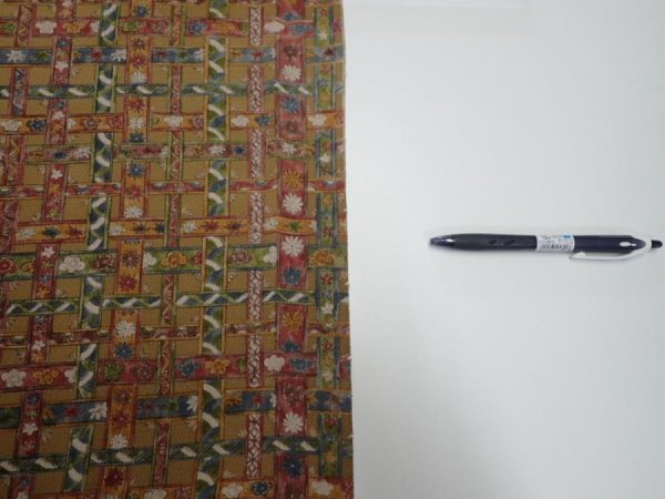 Photo5: 2W05z100  Japanese Kimono Crepe Silk  FABRIC   Olive-Brown 65.4x14.0 (5)