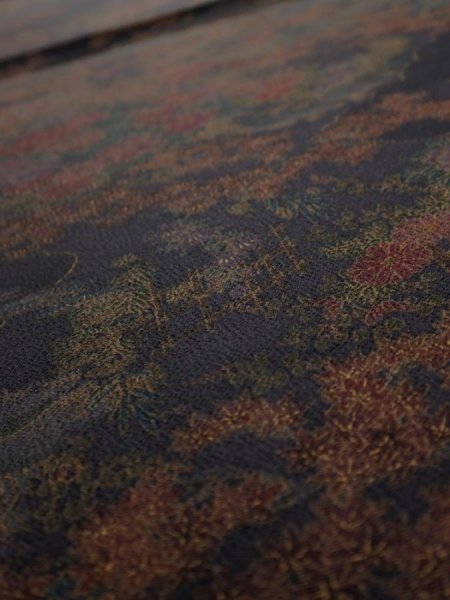 Photo4: 2W01z60  Japanese Kimono Silk  FABRIC Japanese palace garden   40.2x14.2 (4)