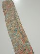 Photo3: 2W08z40  Japanese Kimono Silk  FABRIC Flowers Dark champagne 55.1x7.1 (3)