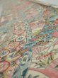 Photo4: 2W08z40  Japanese Kimono Silk  FABRIC Flowers Dark champagne 55.1x7.1 (4)