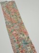 Photo4: 2W10z30  Japanese Kimono Silk  FABRIC Flowers Dark champagne 33.1x6.7 (4)