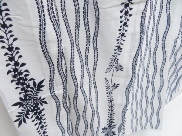 Photo3: 4019T01z480 Vintage Japanese Kimono Cotton YUKATA Wisteria Off-white (3)