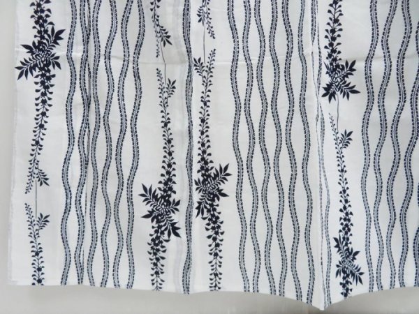 Photo4: 4019T01z480 Vintage Japanese Kimono Cotton YUKATA Wisteria Off-white (4)