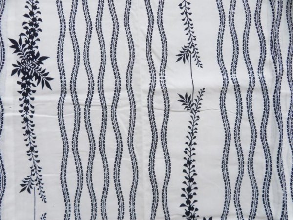 Photo5: 4019T01z480 Vintage Japanese Kimono Cotton YUKATA Wisteria Off-white (5)