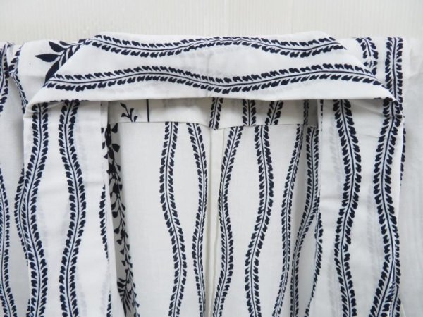 Photo7: 4019T01z480 Vintage Japanese Kimono Cotton YUKATA Wisteria Off-white (7)