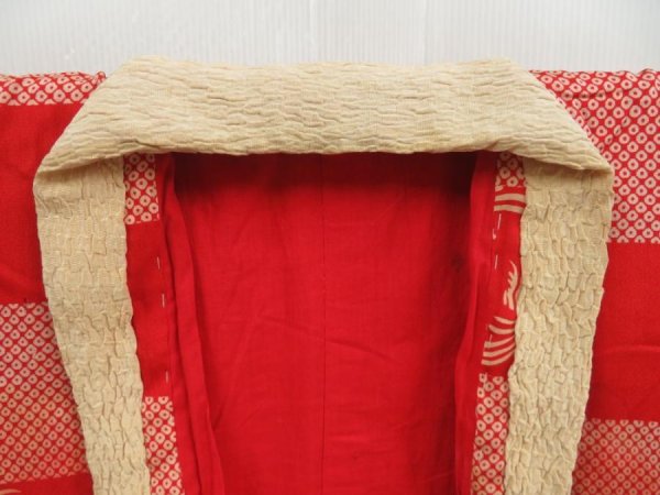 Photo6: 4023T05z530 Antique Japanese Kimono Silk JUBAN  Dark red (6)