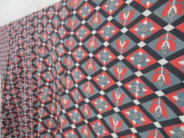 Photo2: 4025T12z840 Vintage Japanese Kimono Silk KOMON Flowers Coral pink (2)