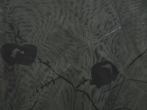 Photo4: 4107T07z320 Vintage Japanese Kimono Silk NIJUSHA HAORI Flower Black (4)