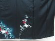 Photo7: 4107T10z950  Japanese Kimono Silk TSUKESAGE Flowers Dark navy (7)