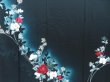 Photo8: 4107T10z950  Japanese Kimono Silk TSUKESAGE Flowers Dark navy (8)