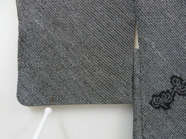 Photo5: 4113T12z560 Vintage Japanese Kimono Silk SHIBORI HAORI Flower Black (5)