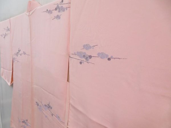 Photo2: 4114T01z580 Vintage Japanese Kimono Silk HAORI Plum blossom Pink (2)