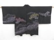 Photo1: 4114T05z550 Vintage Japanese Kimono Silk HAORI Chrysanthemum Black (1)