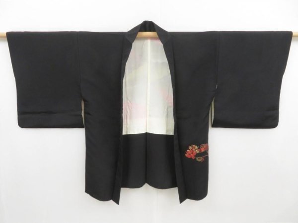 Photo5: 4115T10z520 Vintage Japanese Kimono Silk HAORI Folding fan Black (5)