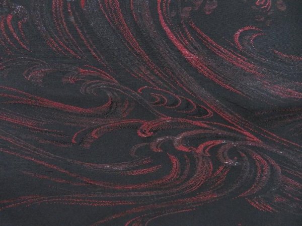 Photo4: 4117T02z550 Vintage Japanese Kimono Silk HAORI Wave Black (4)