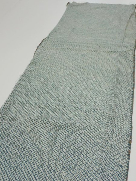 Photo3: 2Q04z80  Japanese Kimono Silk SHIBORI FABRIC  Dull blue 65.4x14.6 (3)