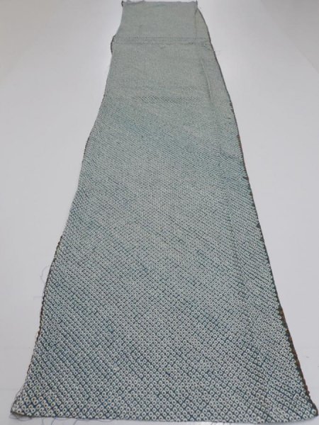 Photo5: 2Q04z80  Japanese Kimono Silk SHIBORI FABRIC  Dull blue 65.4x14.6 (5)