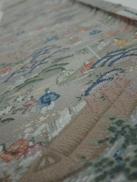 Photo4: 2Q07z40  Japanese Kimono Silk  FABRIC Heian noble Gray 55.9x7.5 (4)