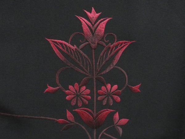 Photo4: 4124T14z610 Vintage Japanese Kimono Silk HAORI Embro Flower Black (4)