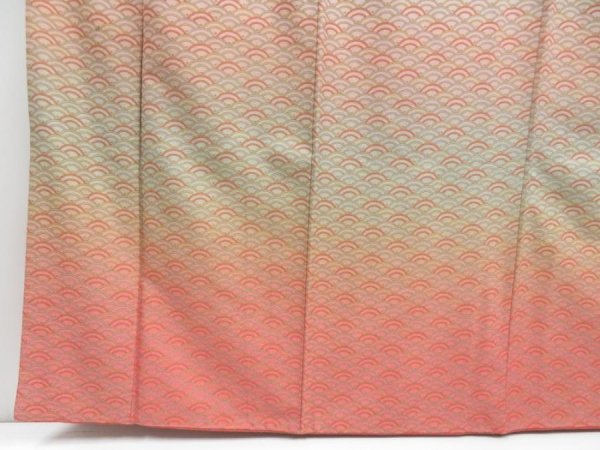 Photo6: 4207T08z1050  Japanese Kimono Silk TSUKESAGE Seigaiha Sand beige (6)