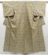 Photo1: 4211T04z760 Vintage Japanese Kimono Silk TSUMUGI Kikko Yellow ochre (1)