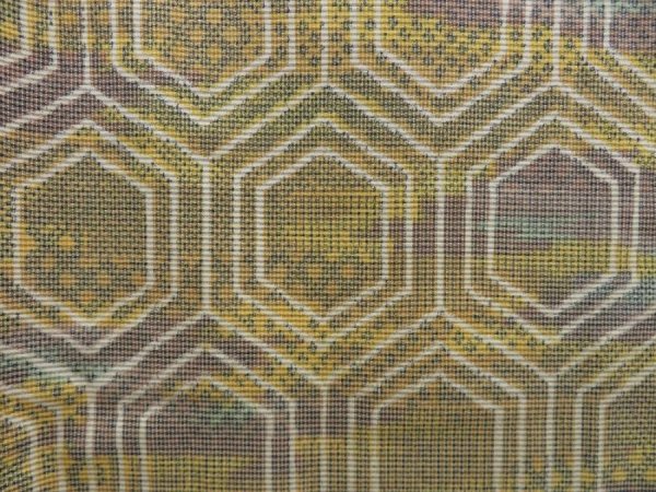 Photo6: 4211T04z760 Vintage Japanese Kimono Silk TSUMUGI Kikko Yellow ochre (6)