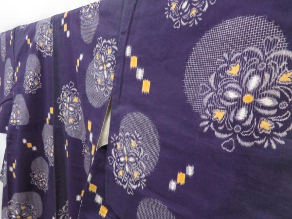 Photo2: 4211T13z740 Vintage Japanese Kimono Cotton KOMON Flower Grape (2)
