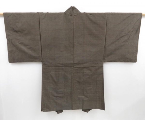 Photo3: 4213T09z430 Vintage Japanese Kimono Silk Men's OSHIMA HAORI Dragon Brown-Gray (3)