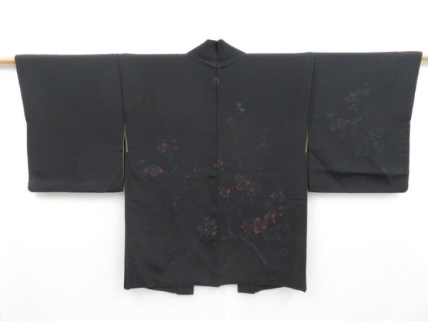 Photo2: 4215T06z520 Vintage Japanese Kimono Silk HAORI Tree Black (2)
