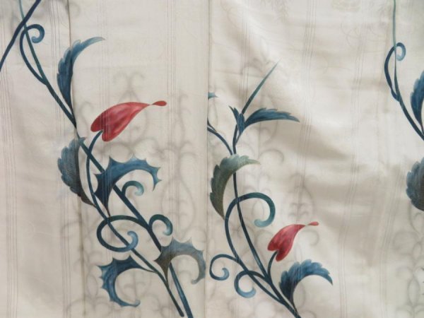 Photo8: 4220T13z700 Vintage Japanese Kimono Silk TSUKESAGE Flower Off-white (8)