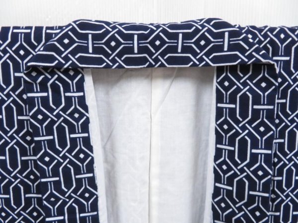 Photo6: 4226T02z560 Vintage Japanese Kimono Cotton Men's  YUKATA Dark navy (6)