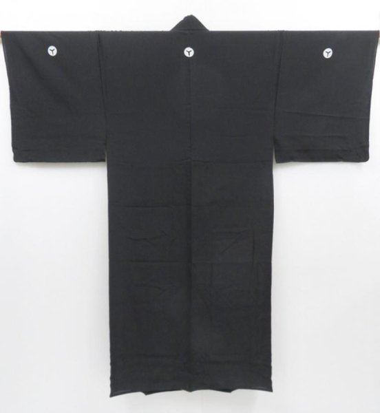 Photo4: 4226T03z610 Vintage Japanese Kimono Silk RO Men's See through Black (4)