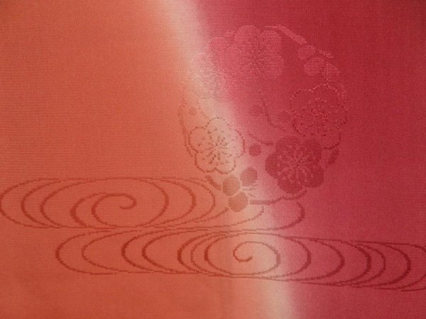 Photo4: 4228T05z770  Japanese Kimono Rinzu Silk FURISODE JUBAN Flowers Dull red (4)