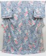 Photo1: 4301T01z970 Vintage Japanese Kimono Synthetic KOMON Flowers Hyacinth blue (1)