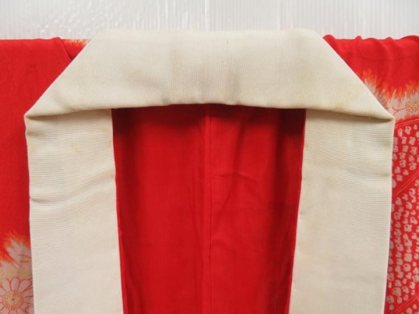 Photo7: 4303T04z470 Antique Japanese Kimono Silk JUBAN Royal cart Red (7)