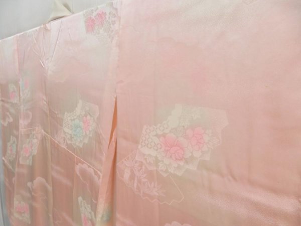 Photo2: 4303T05z540  Japanese Kimono Silk Rinzu FURISODE JUBAN Jigami Pink (2)