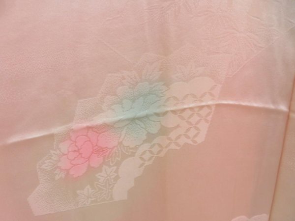 Photo4: 4303T05z540  Japanese Kimono Silk Rinzu FURISODE JUBAN Jigami Pink (4)